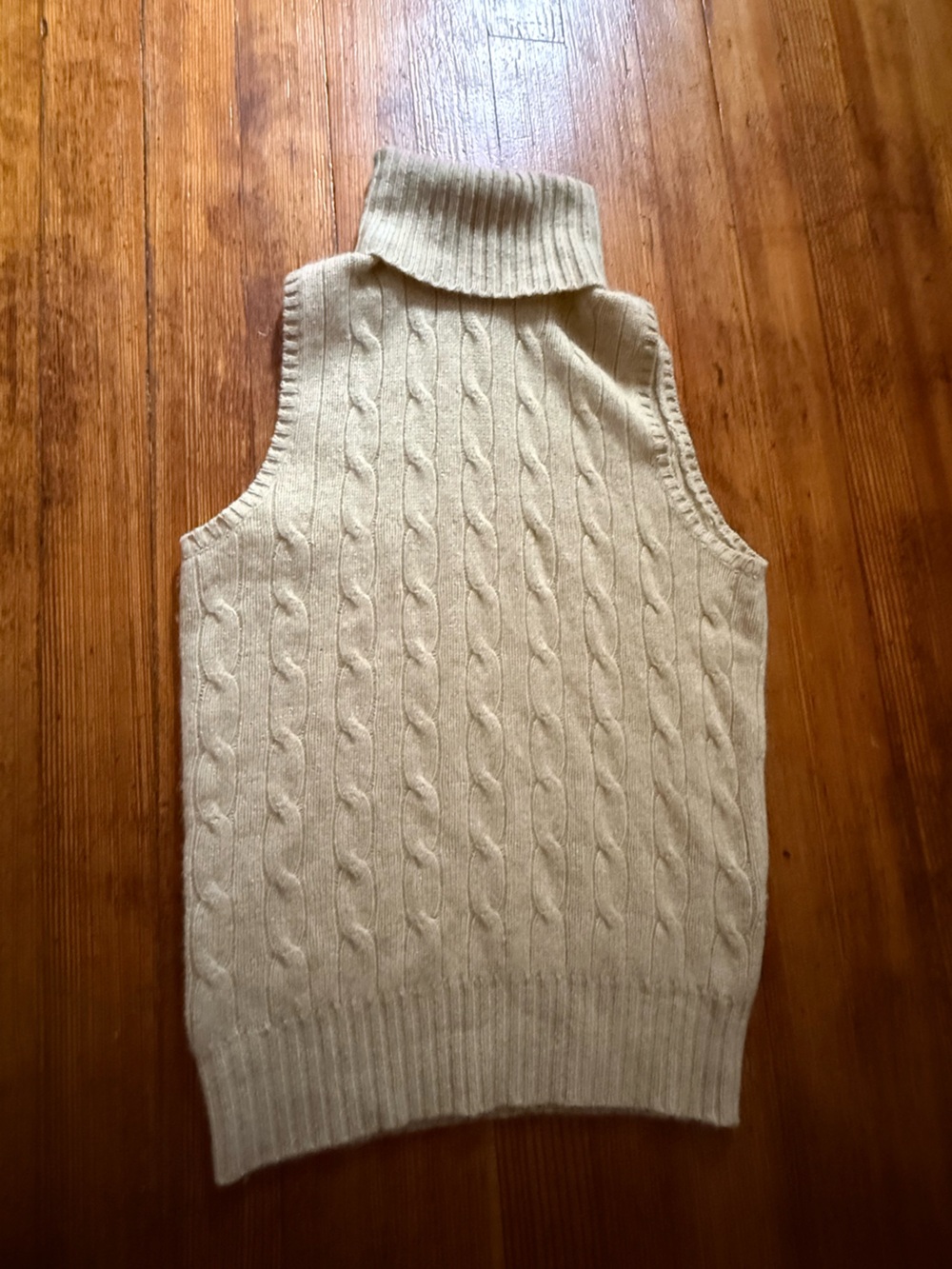Ralph Lauren Cream Cable-Knit Turtleneck Sleeveless Sweater Vest